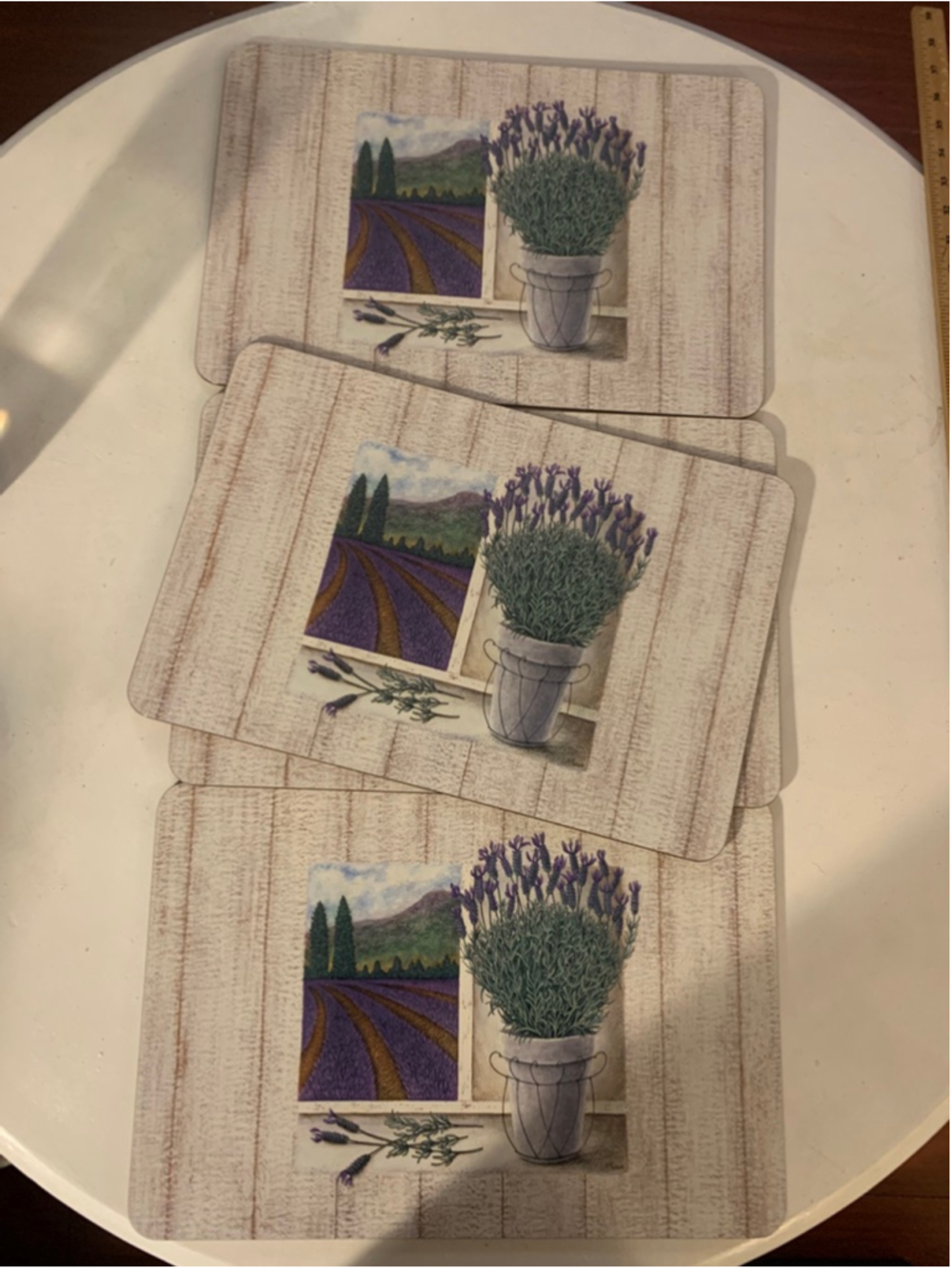 Unbranded Table Linens One Size White Purple Lavender Placemats Set of 4